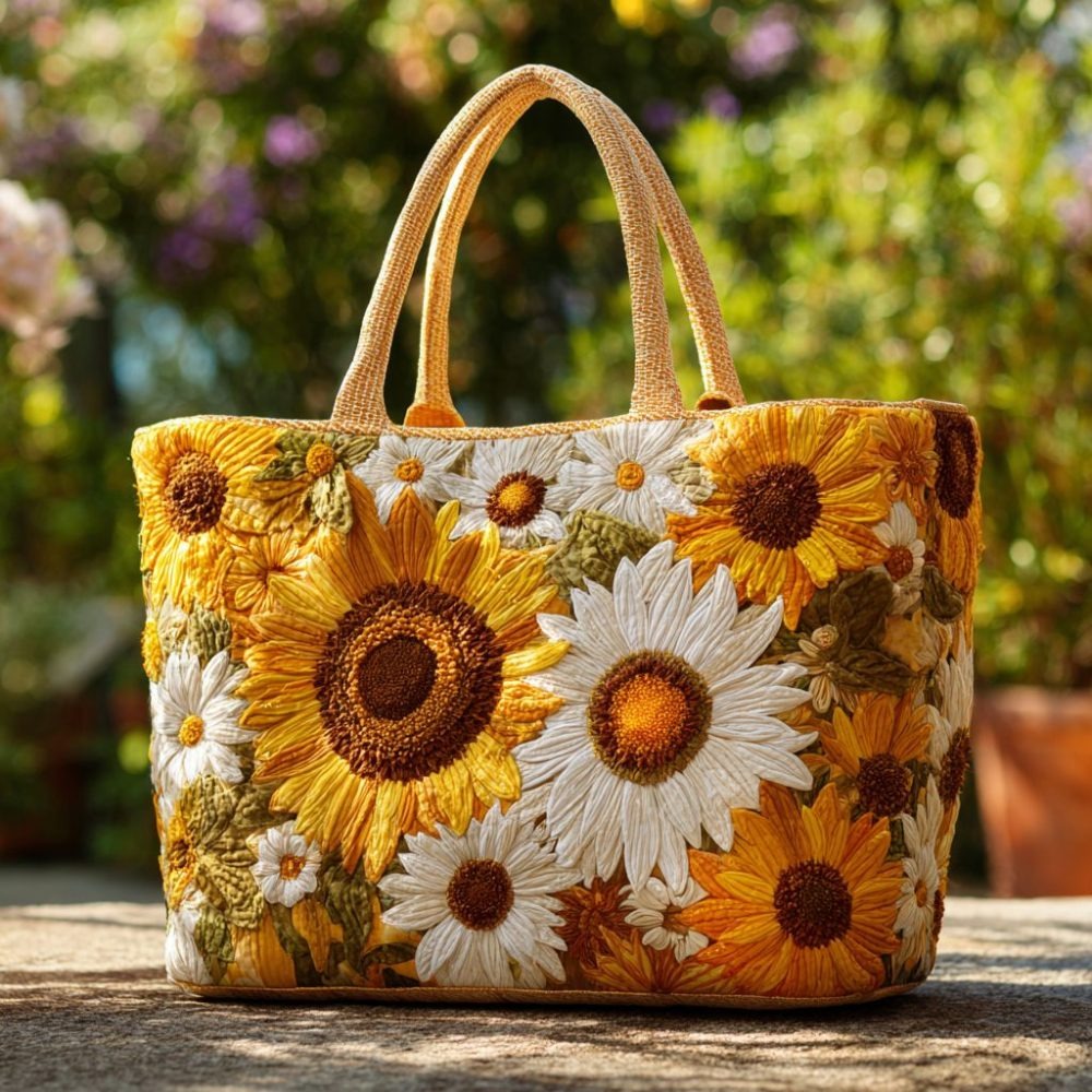 Golden Meadow Quilted Tote Bag