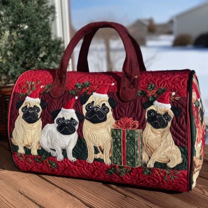Holiday Pugsy Quilted Duffle Bag