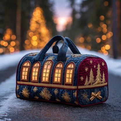 Jingle Christmas Train Quilted Duffle Bag