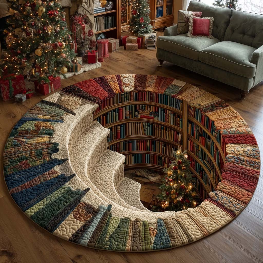 Library Hole Quilted Round Mat