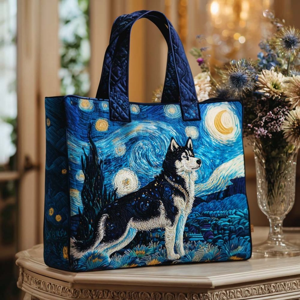 Midnight Husky Quilted Tote Bag