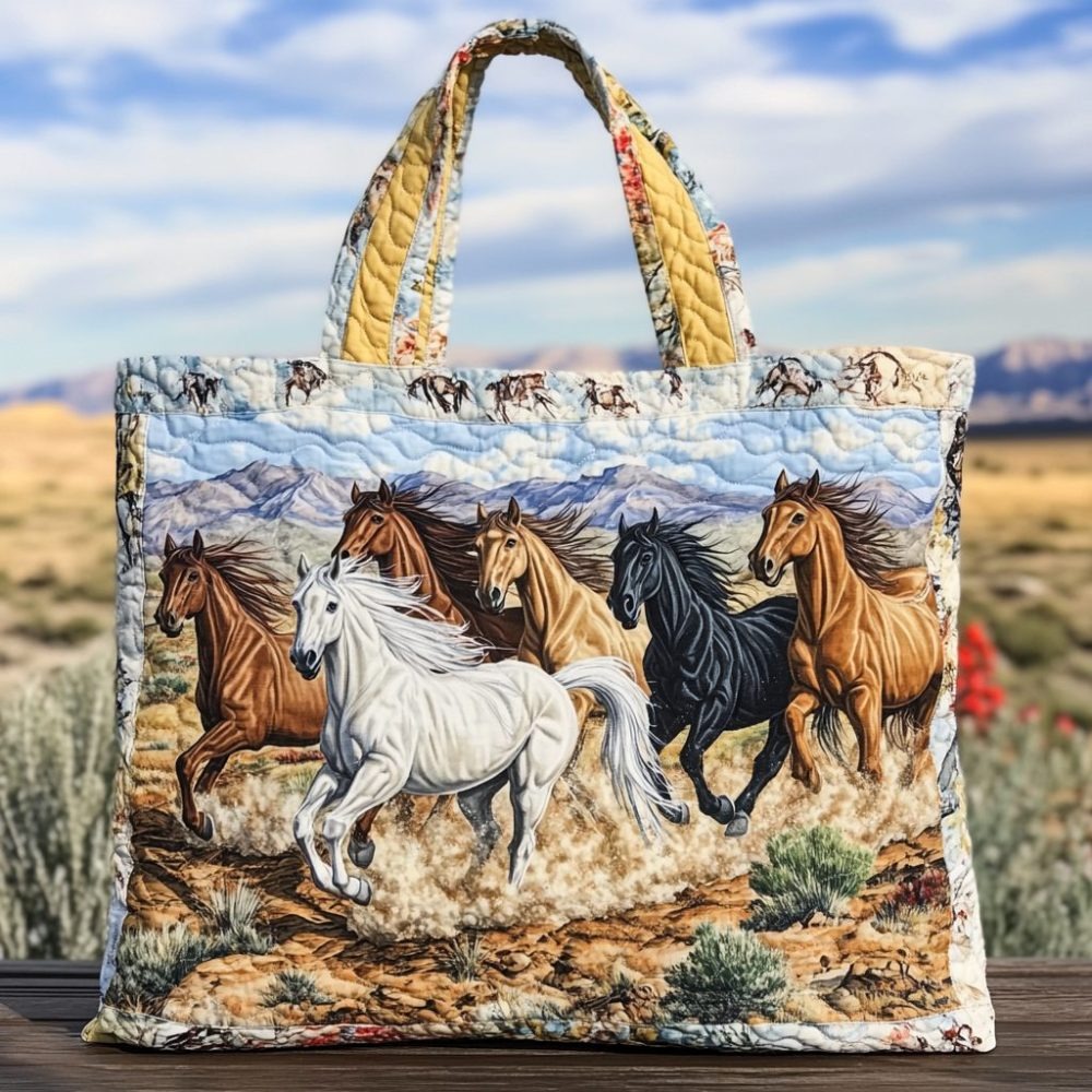 Moon Horse Quilted Tote Bag