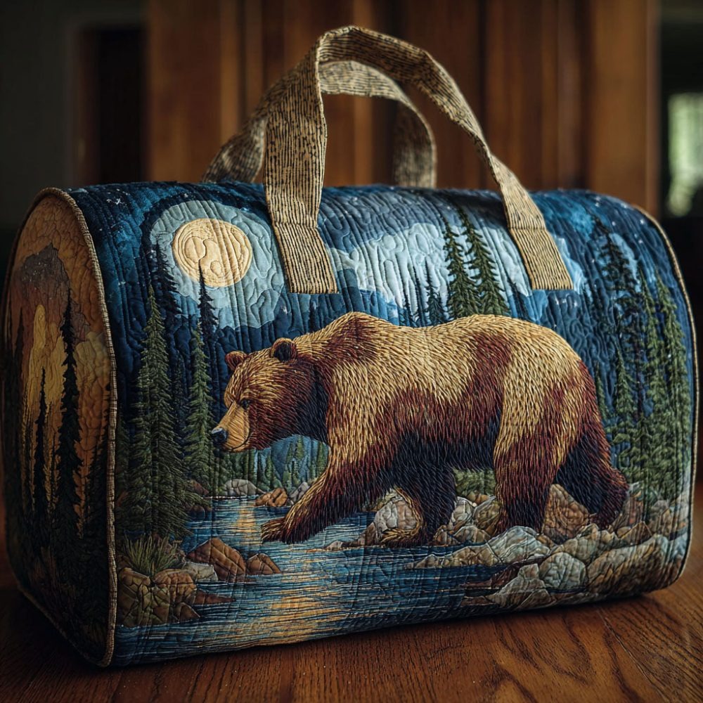 Moonlit Grizzly Quilted Duffle Bag