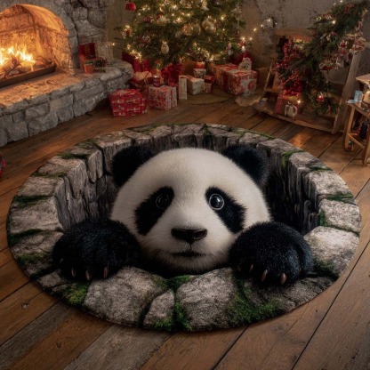 Panda Peek Round Carpet