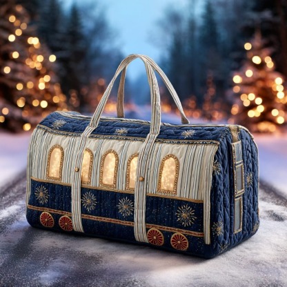 Polar Christmas Train Quilted Duffle Bag