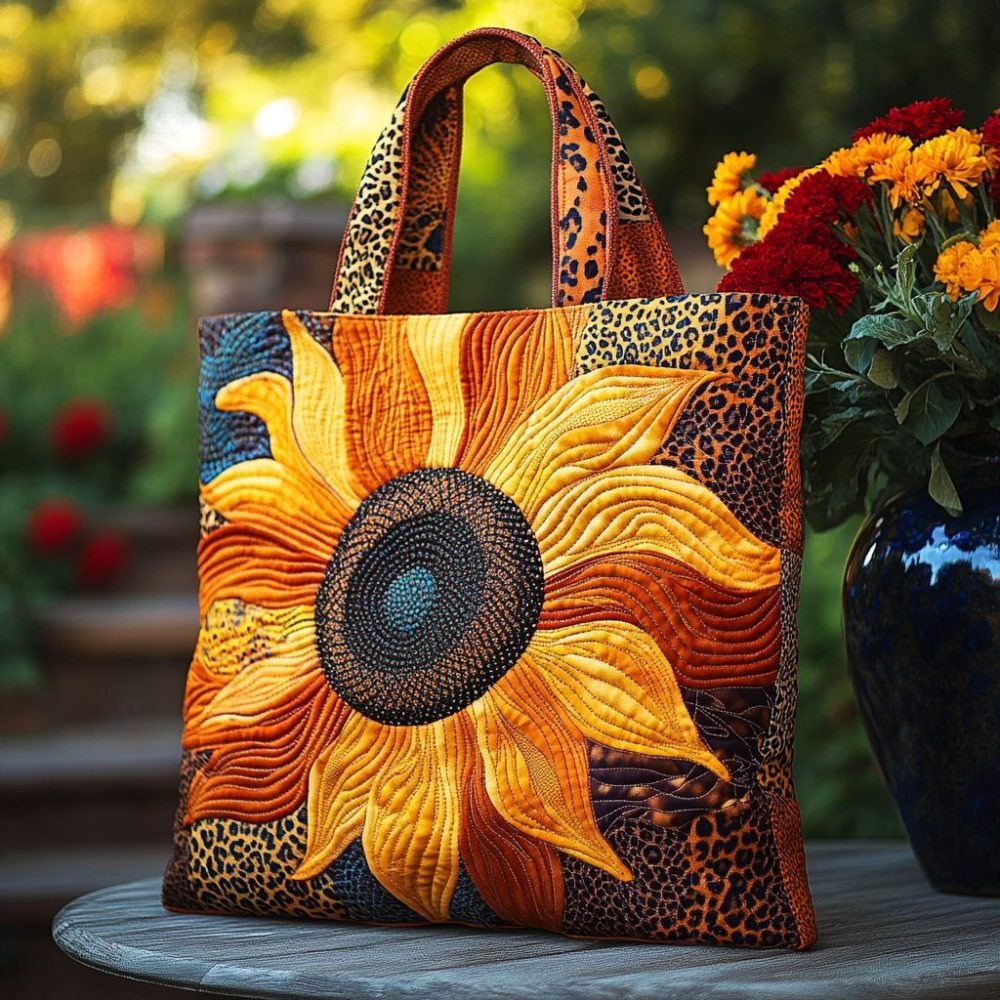 Radiant Petal Power Quilted Tote Bag
