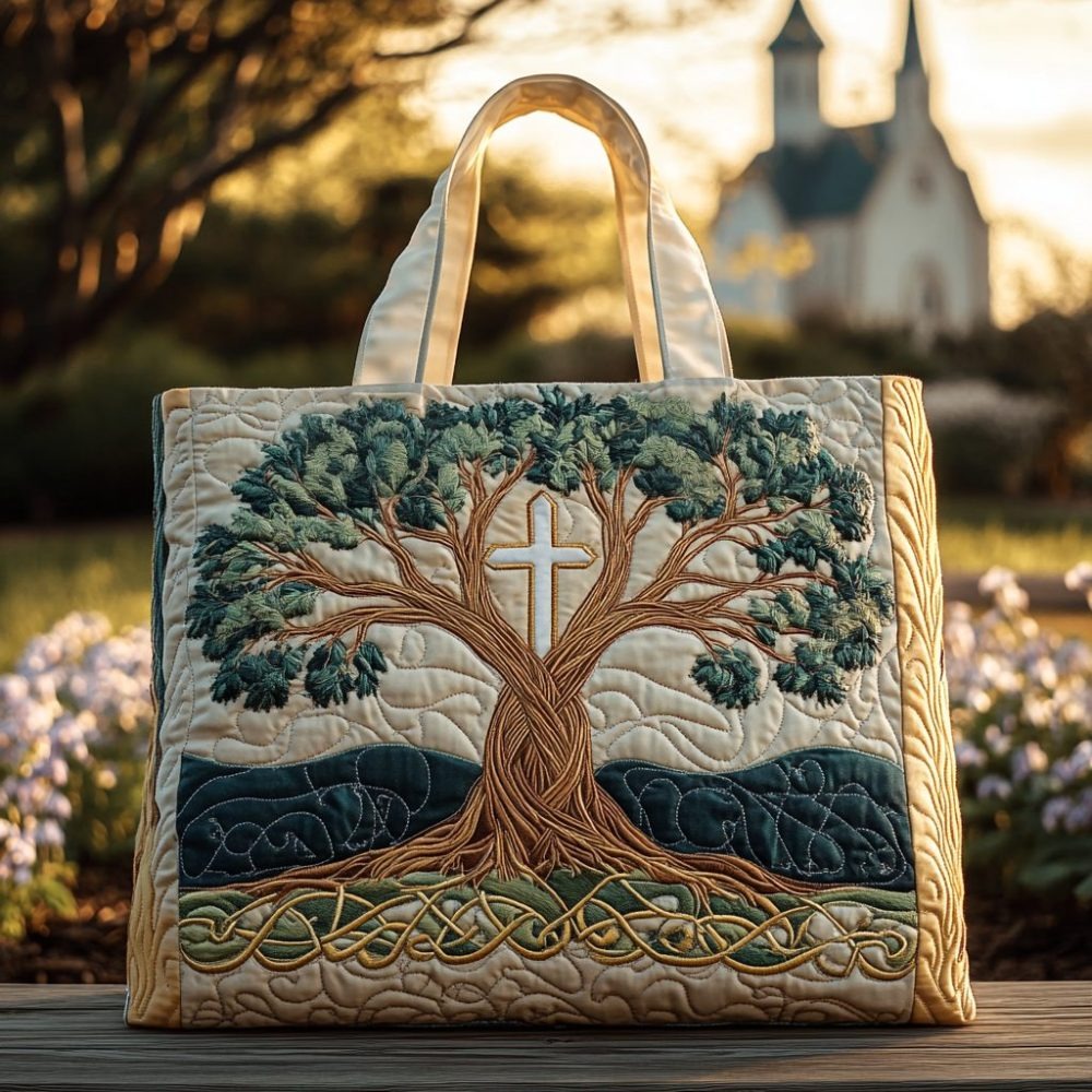 Sacred Lines Quilted Tote Bag