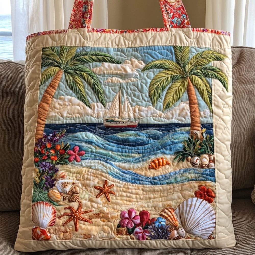 Sailboat Shores Quilted Tote Bag