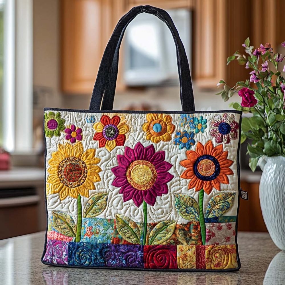 Soft Sunflower Glow Quilted Tote Bag