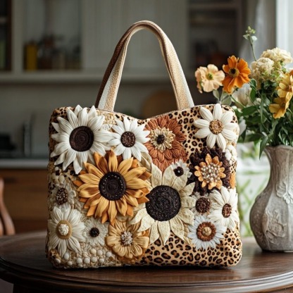 Sunflower Garden Quilted Tote Bag
