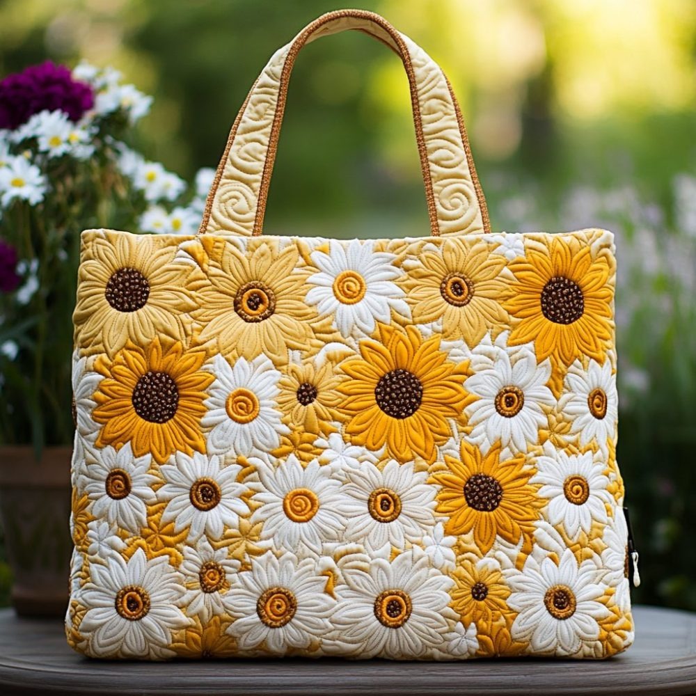 Sunny Bloom Quilted Tote Bag