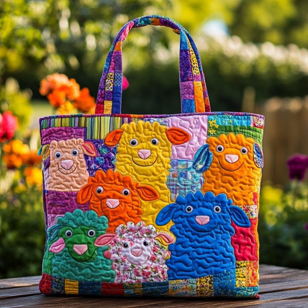 Sunny Sheep Quilted Tote Bag