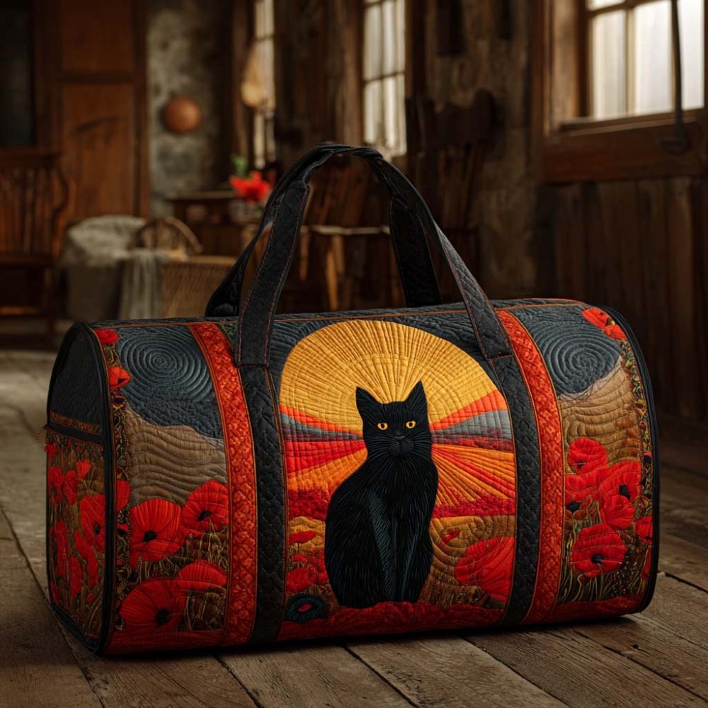Sunset Cat Quilted Duffle Bag