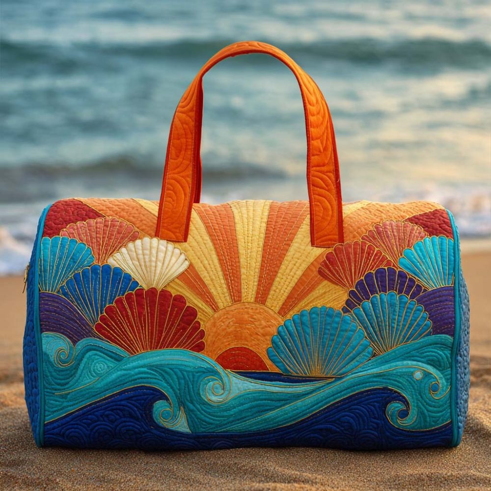 Sunset Seashells Quilted Duffle Bag