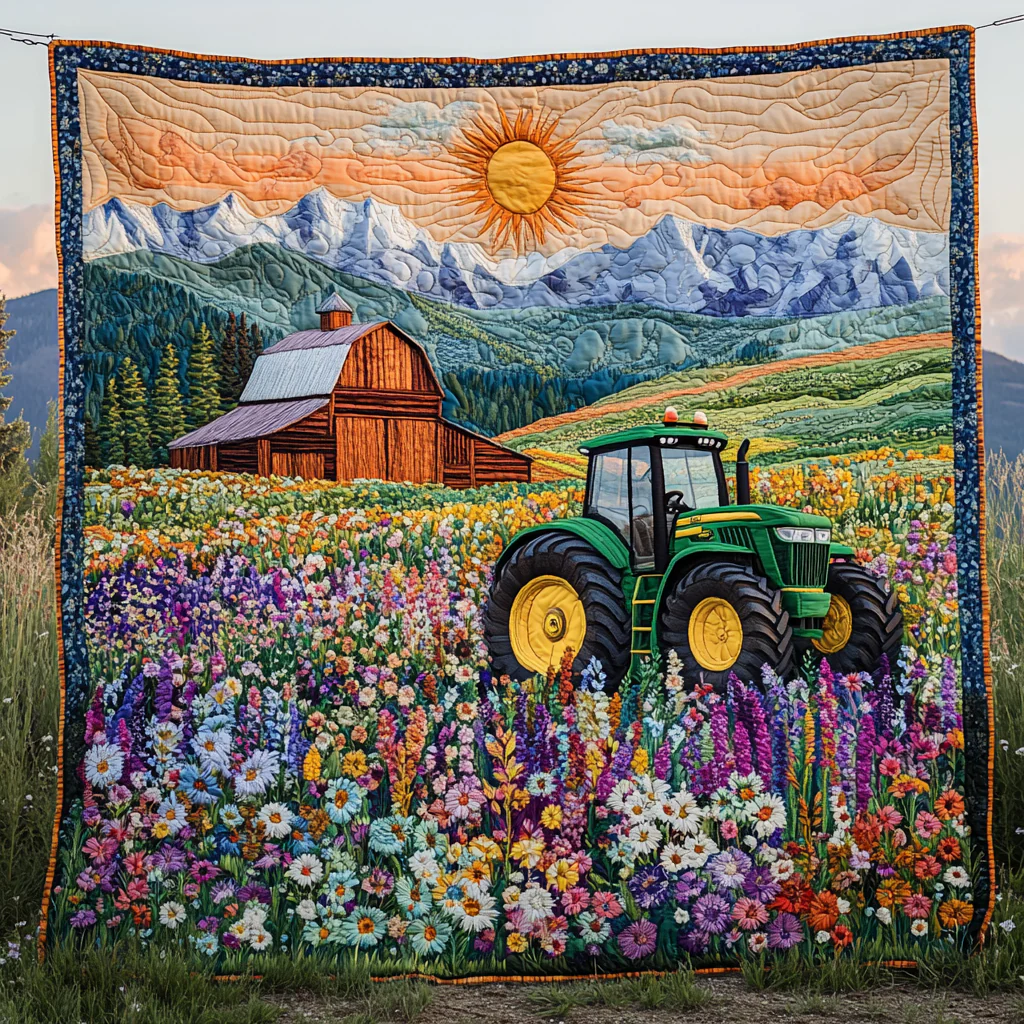 Tractor Trails Quilted Blanket