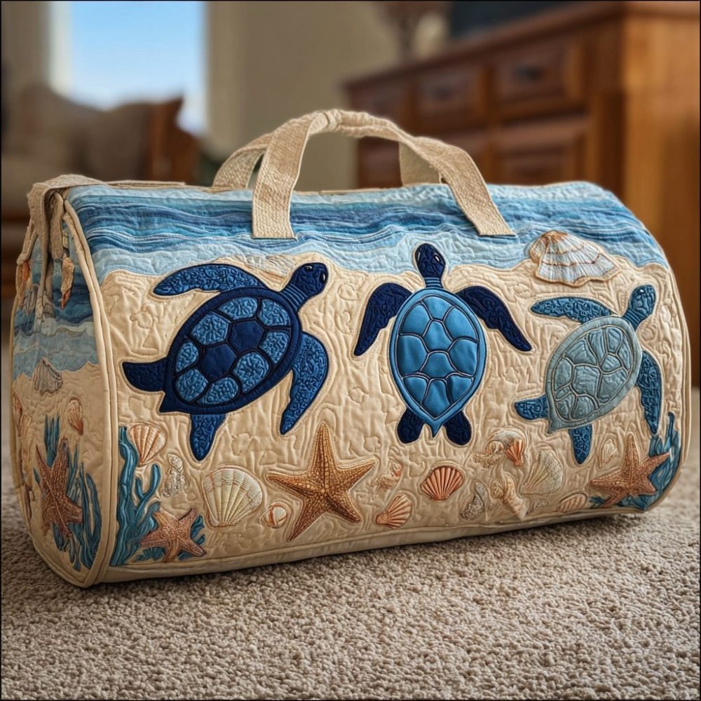 Turtle Dream Quilted Duffle Bag