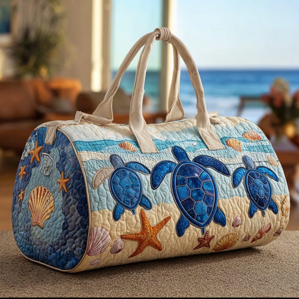 Turtle Journey Quilted Duffle Bag
