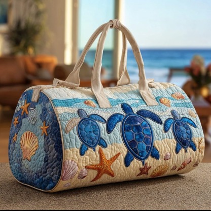 Turtle Journey Quilted Duffle Bag