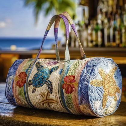Turtle Journey Quilted Duffle Bag