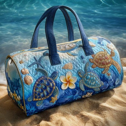 Turtle Paradise Quilted Duffle Bag