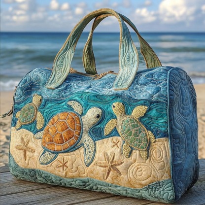 Turtly Cute Quilted Duffle Bag