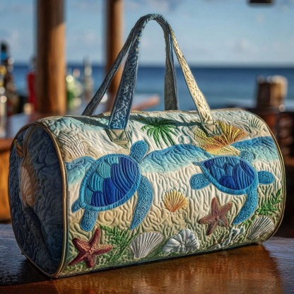 Wave Turtle Quilted Duffle Bag