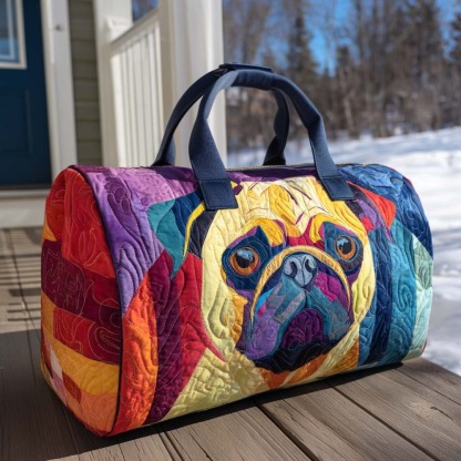 Wiggly Pug Quilted Duffle Bag