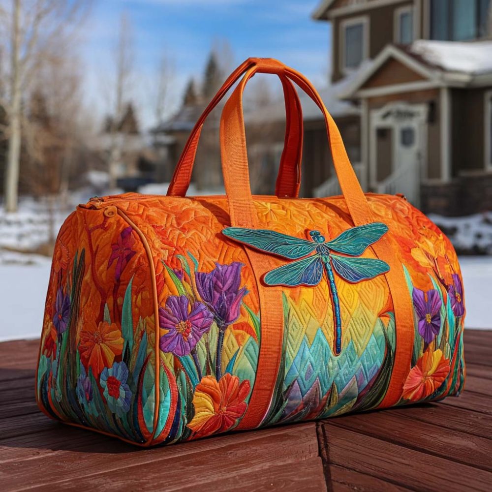 Wings And Wildflowers Quilted Duffle Bag