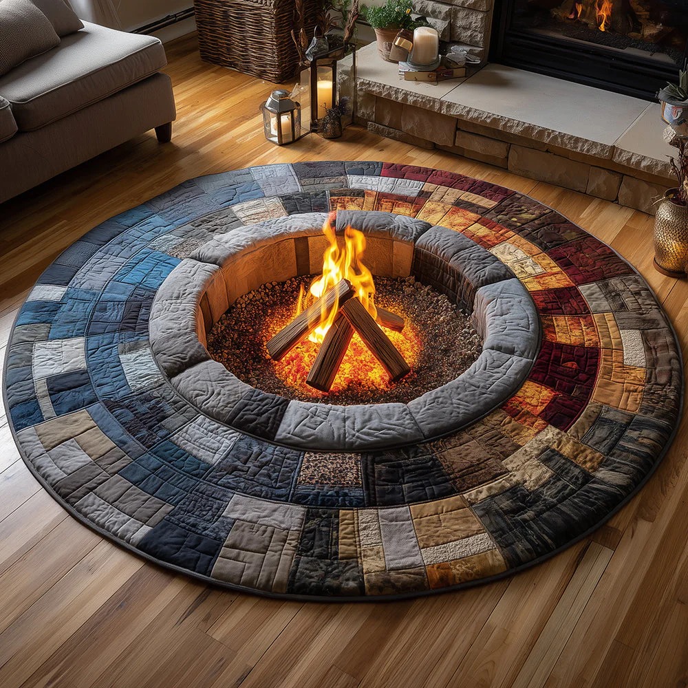 Winter Hearth Quilted Round Mat