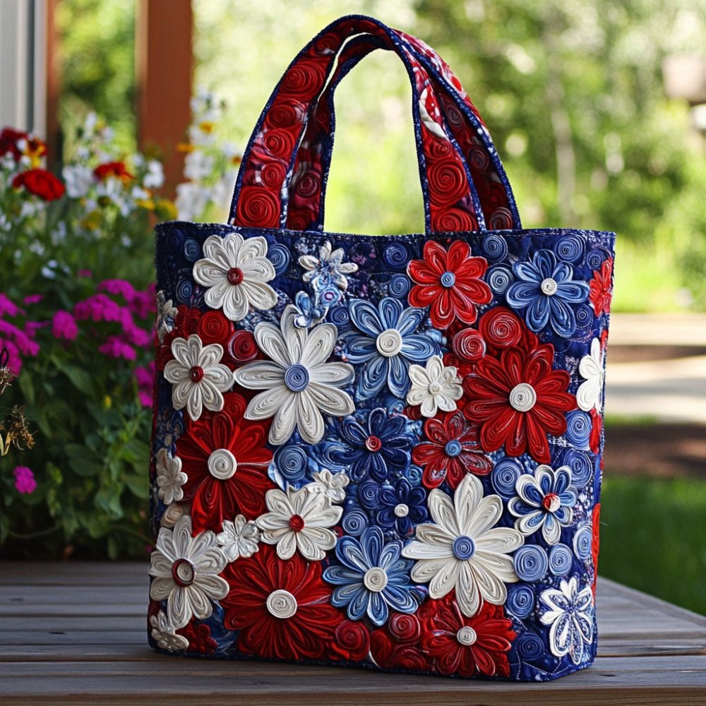 Yankee Doodle Petals Quilted Tote Bag