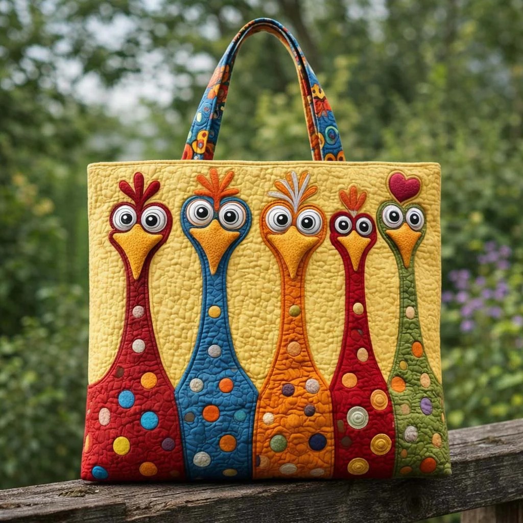 Whimsical Chicken Quilted Tote Bag GFTOYC3496