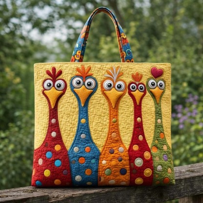 Whimsical Chicken Quilted Tote Bag GFTOYC3496