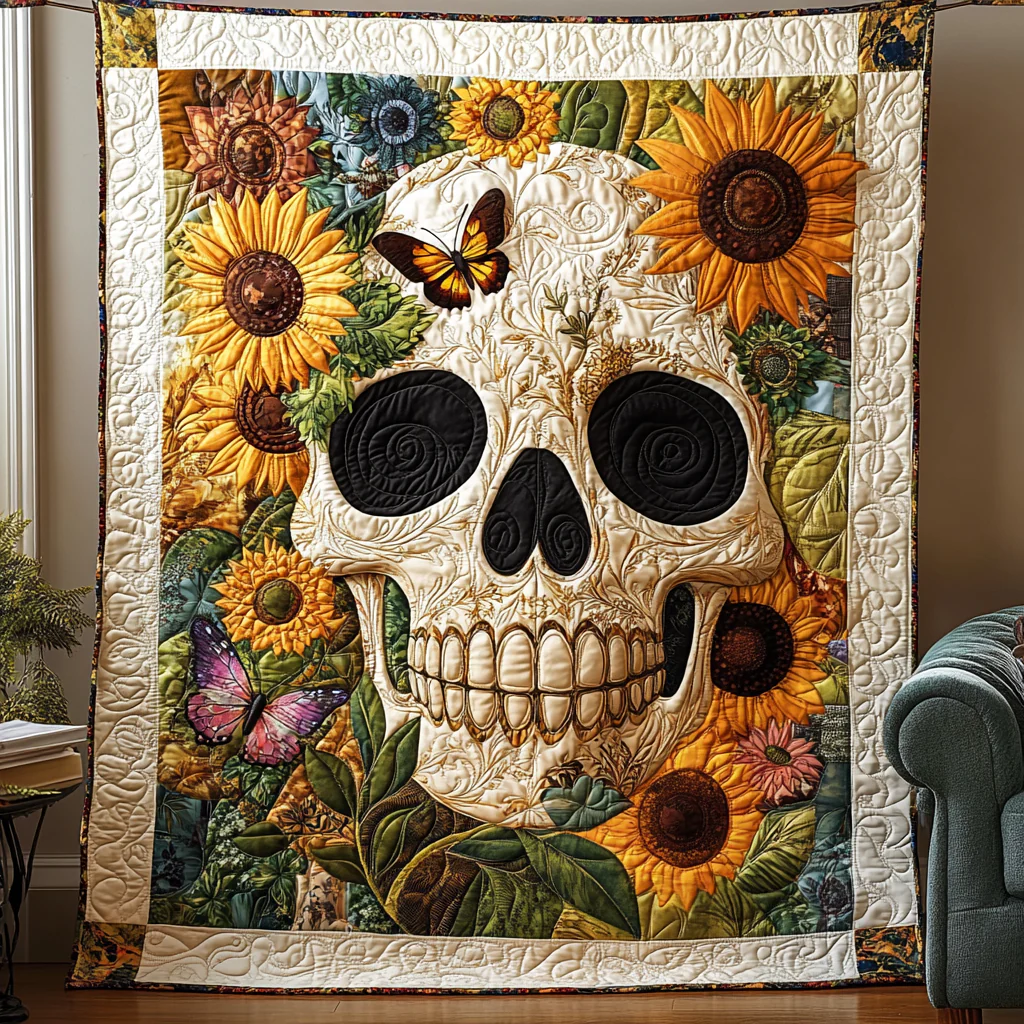 Whimsical Skull Quilted Blanket