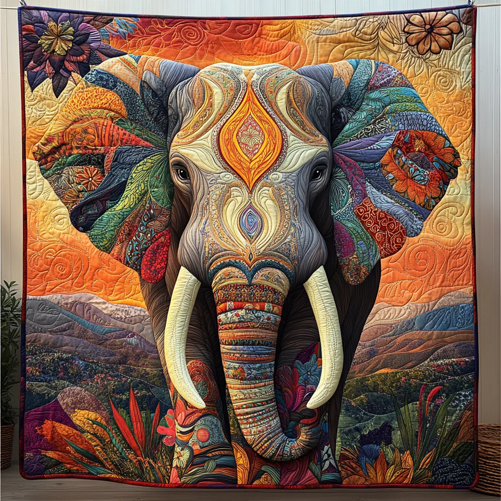 Elephant Quilted Blanket