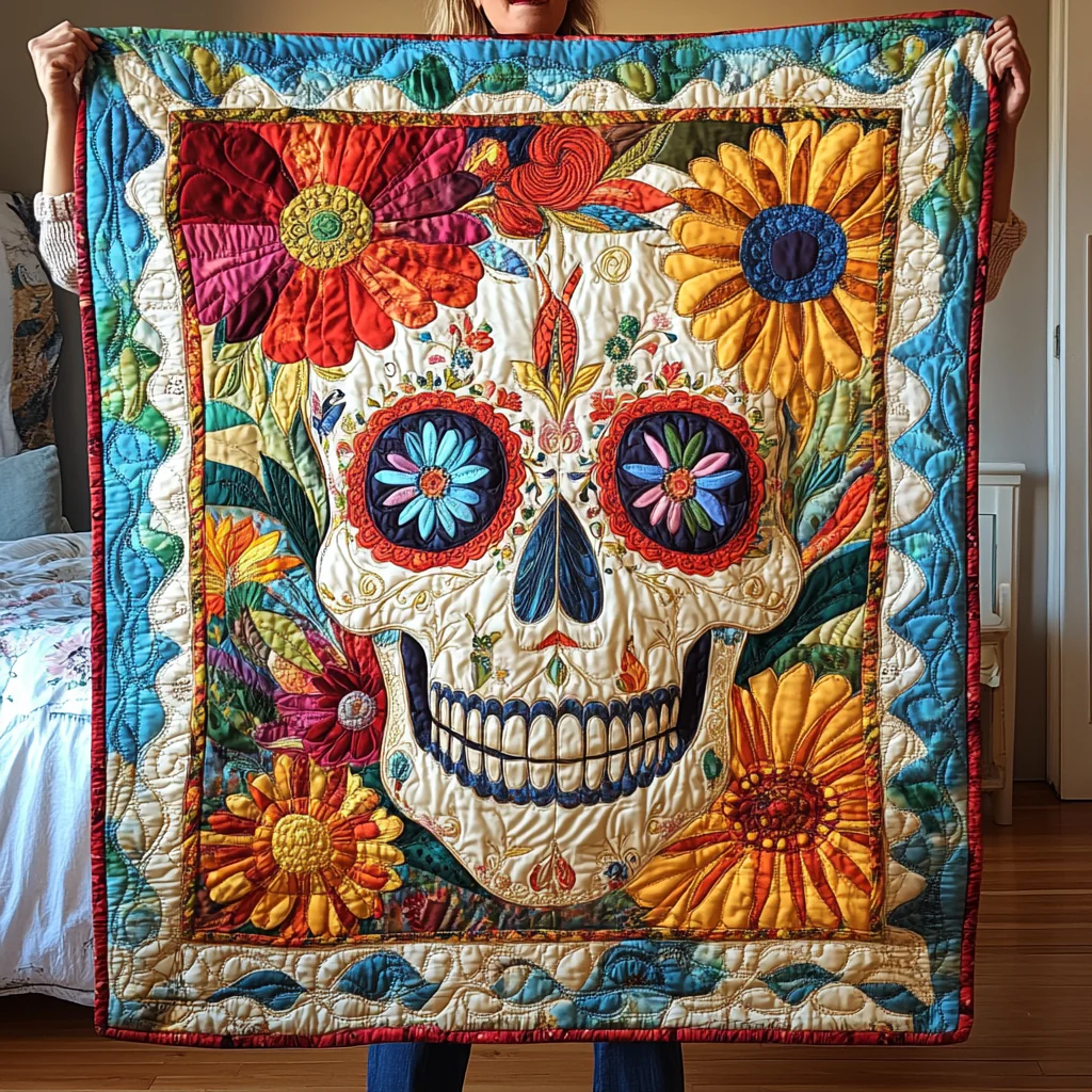 Whimsical Skull Quilted Blanket