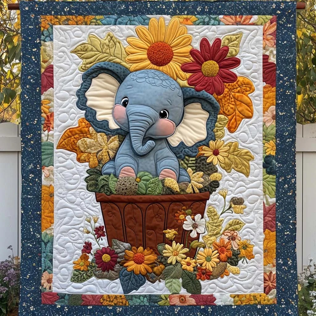 Elephant Quilted Blanket 