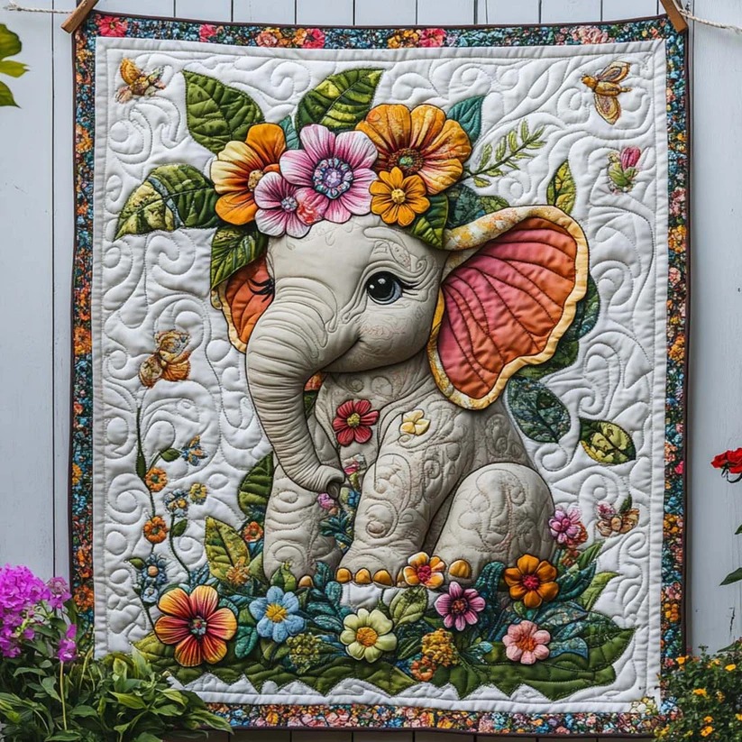 Elephant Quilted Blanket 