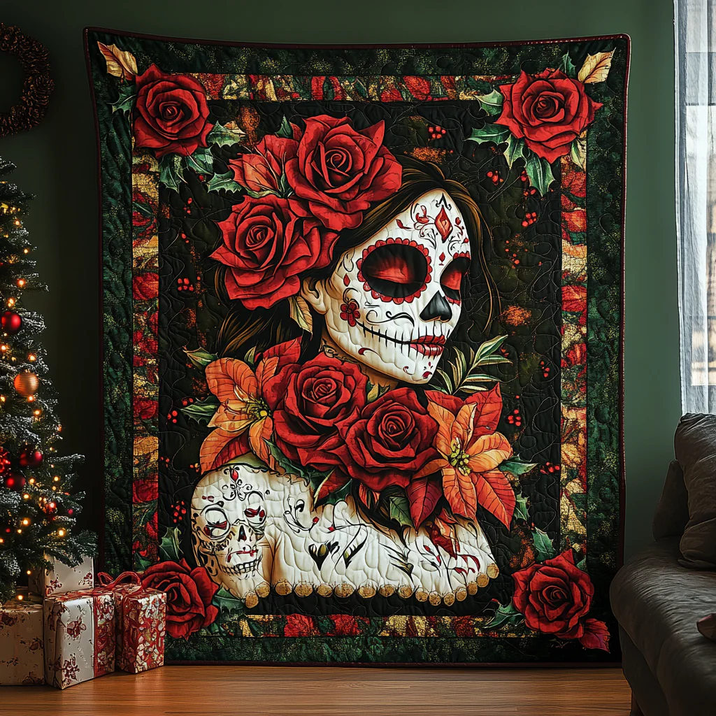 Whimsical Skull Quilted Blanket