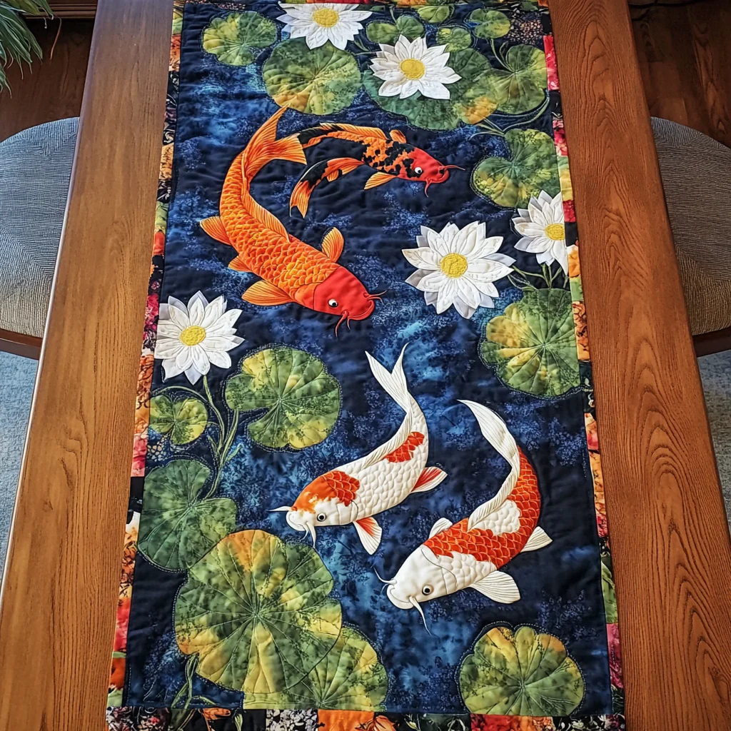 Koi Fish Quilted Table Runner 