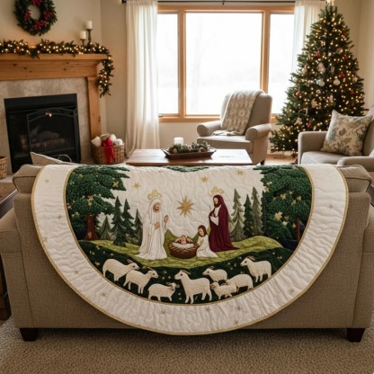 Blessed MangerChristmas Quilted TreeSkirt