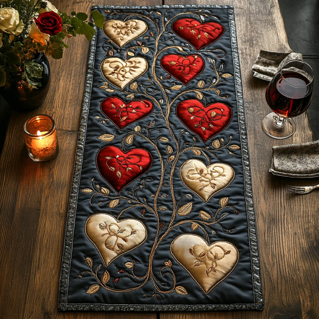 Hearts Quilted Table Runner