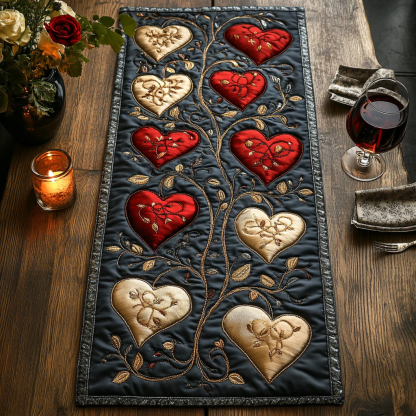 Hearts Quilted Table Runner