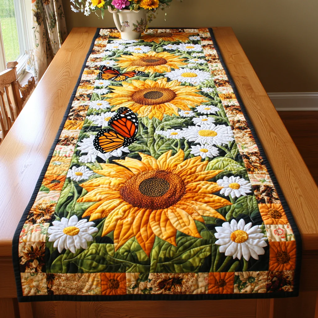 Sunflower Quilted Table Runner