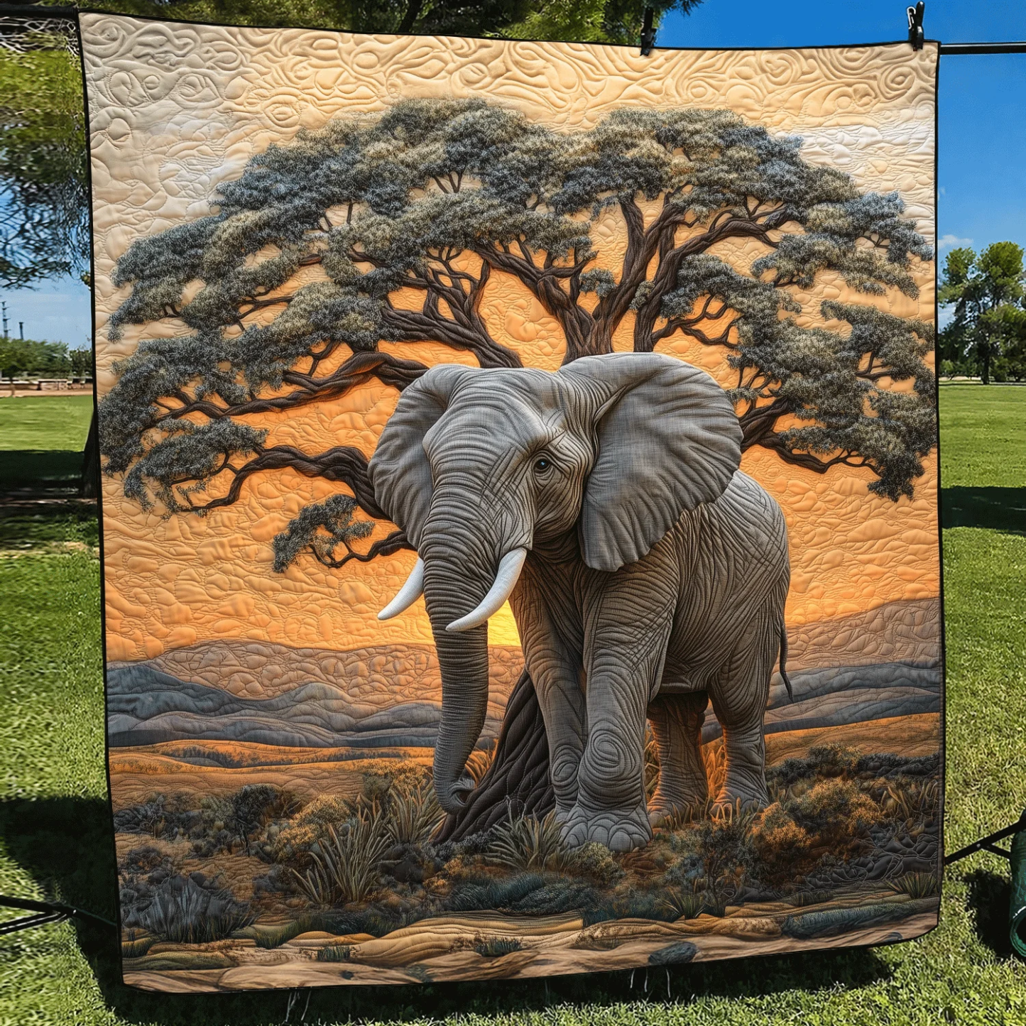 Elephant Quilted Blanket