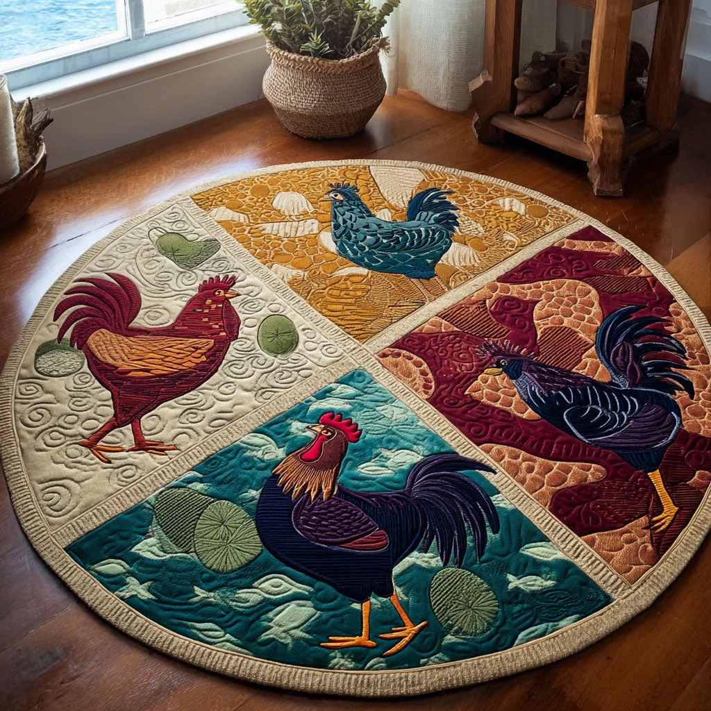 Kaleido-Clucks Round Carpet