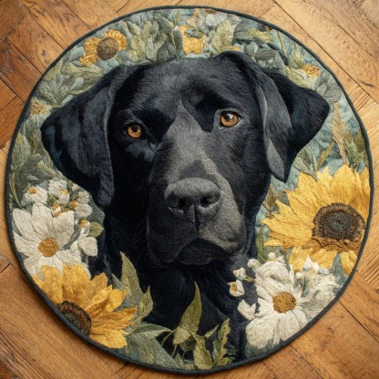 Sunny Black Lab Round Carpet
