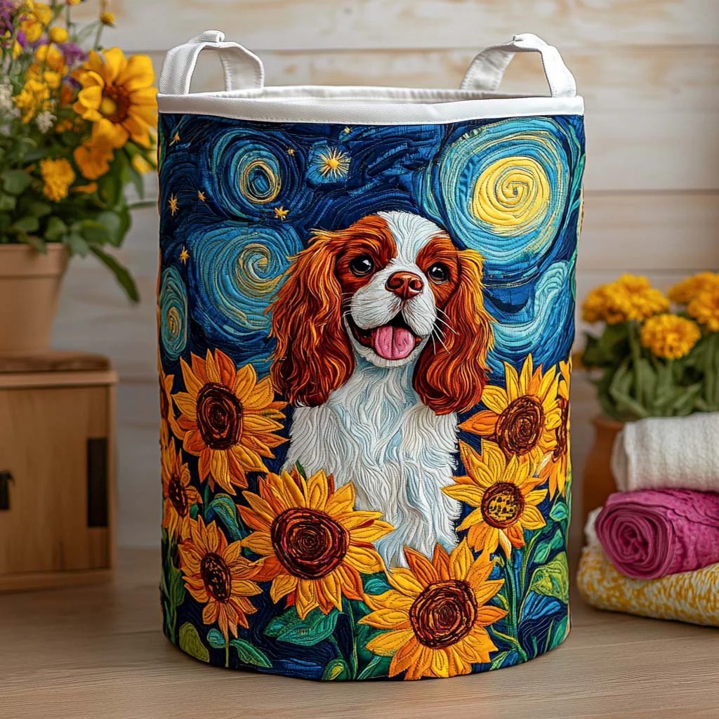 Golden Sunflower Spirit Quilted Laundry Basket