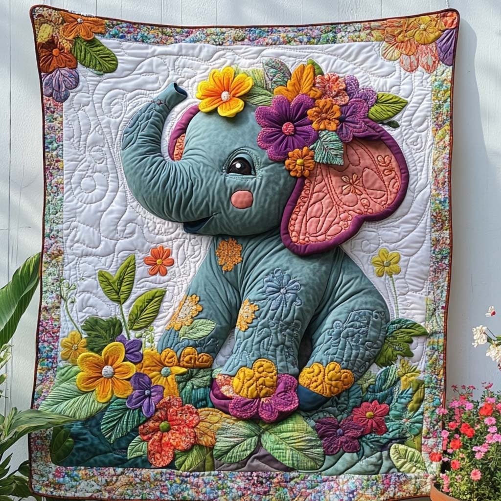 Elephant Quilted Blanket 