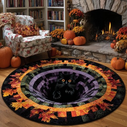Black Cat Quilted Round Mat 