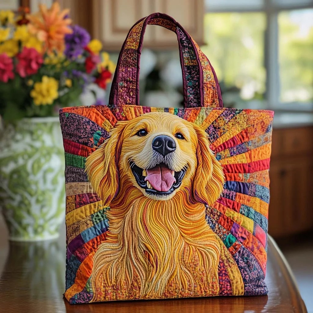 Sunshine Golden Smile Quilted Tote Bag
